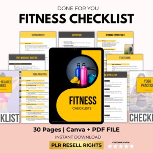 Fitness Checklist Printable with PLR Resell Rights.