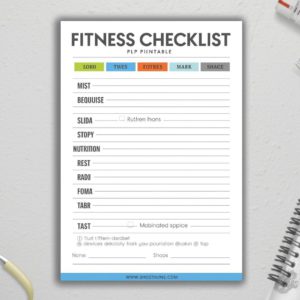 Fitness Checklist Printable with PLR Resell Rights.